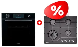 Комплект Встраиваемый духовой шкаф Midea MO72105 GB + Газовая варочная поверхность Midea MG684TGB 