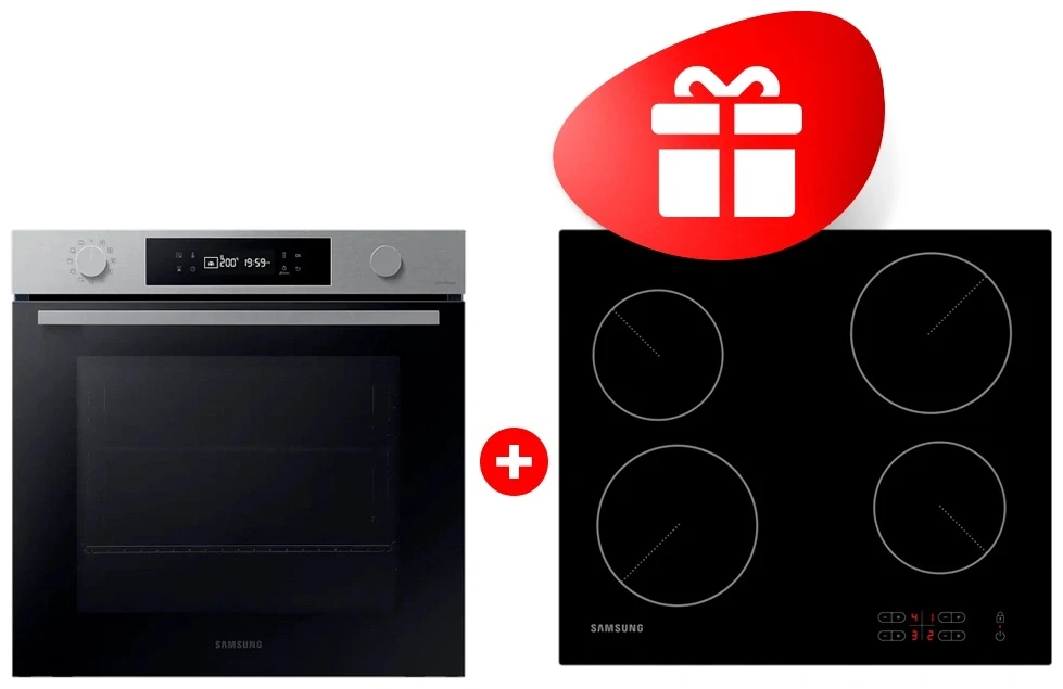 Жиынтық Встраиваемый духовой шкаф Samsung NV7B4125ZAS/WT + Электрическая варочная поверхность Samsung NZ64T3506AK/WT 