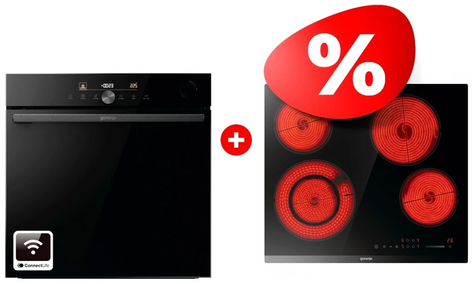 Комплект Встраиваемый духовой шкаф Gorenje BPSA6747DGWI + Стеклокерамическая варочная поверхность Gorenje ECS642BCSCE 