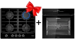 Комплект Встраиваемый духовой шкаф Haier HOQ-F6CASGB + Газовая варочная поверхность Haier HHX-G64CNMB 