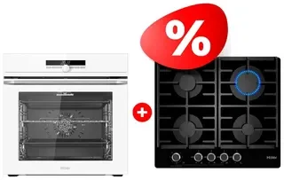 Комплект Встраиваемый духовой шкаф Haier HOQ-F6CASGW + Газовая варочная поверхность Haier HHX-G64CNMB 