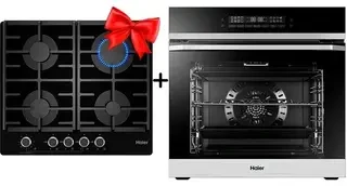 Жиынтық Встраиваемый духовой шкаф Haier HOQ-P16AN5SX + Газовая варочная поверхность Haier HHX-G64CNMB 