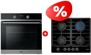 Комплект Встраиваемый духовой шкаф Haier HOQ-K5AAN3BX + Газовая варочная поверхность Haier HHX-G64CNMB 