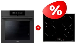 Комплект Встраиваемый духовой шкаф Haier HOQ-F6QAN3DG + Стеклокерамическая варочная поверхность Haier HHY-C64NFB 