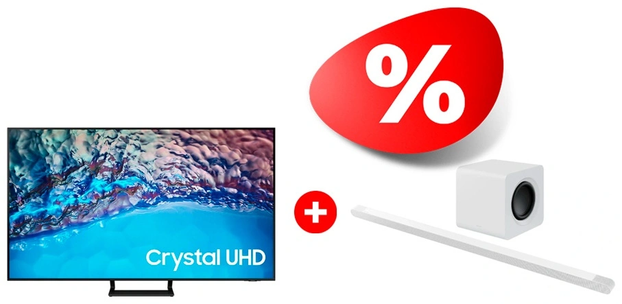 Комплект Саундбар Samsung HW-S801B/RU + LED телевизор Samsung UE75BU8500UXCE 