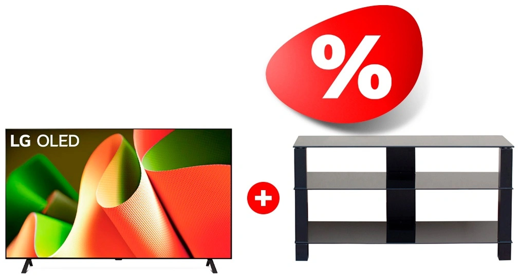 Комплект OLED телевизор LG OLED55B4RLA + ТВ тумба Mart Рим 46″ 