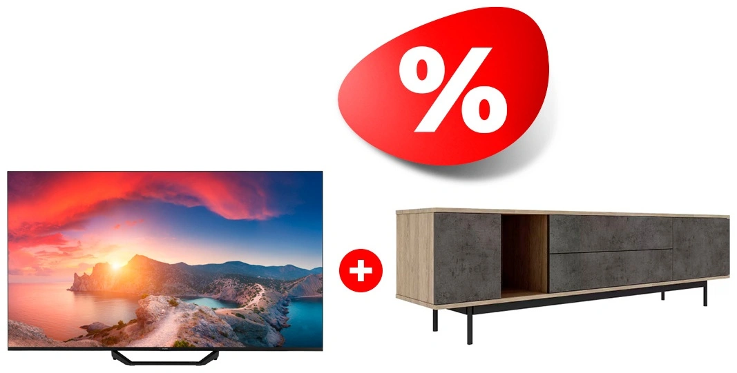 Комплект QLED телевизор Haier 65 S2 Pro + ТВ тумба MART Агат 1800 85″ 