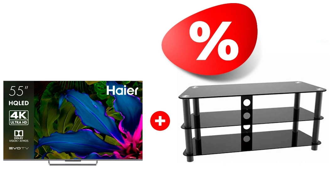 Комплект QLED телевизор Haier 55 S6 + ТВ тумба ARG TP2001M 50″ 