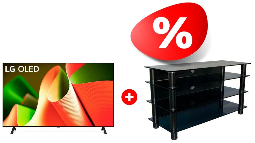 Комплект OLED телевизор LG OLED55B4RLA + ТВ тумба Стеклокомплекс ТV-SR 920/4 