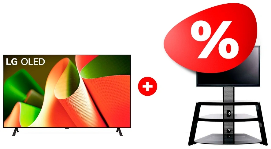 Комплект OLED телевизор LG OLED55B4RLA + ТВ тумба Mart Кристалл К 65″ 