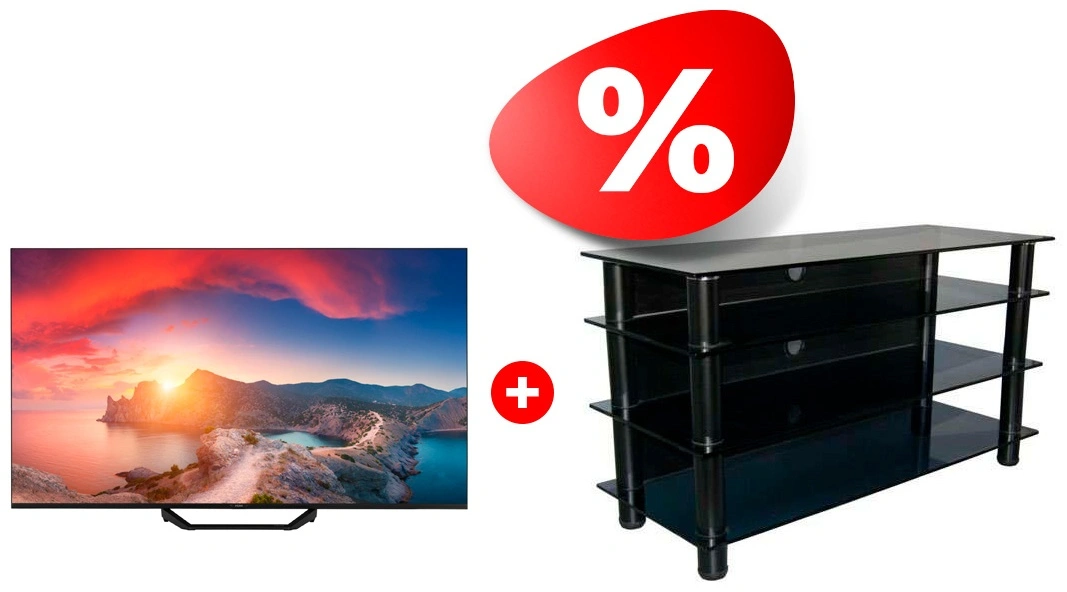 Комплект QLED телевизор Haier 65 S2 Pro + ТВ тумба Стеклокомплекс ТV-SR 920/4 