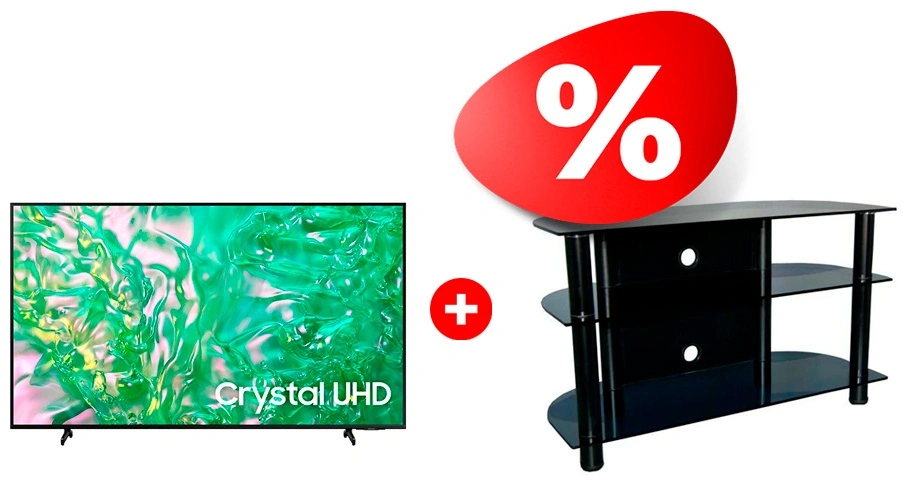 Жиынтық LED телевизор Samsung UE75DU8000UXCE + Стеклокомплекс сөресі ТV-SR 1000/3 