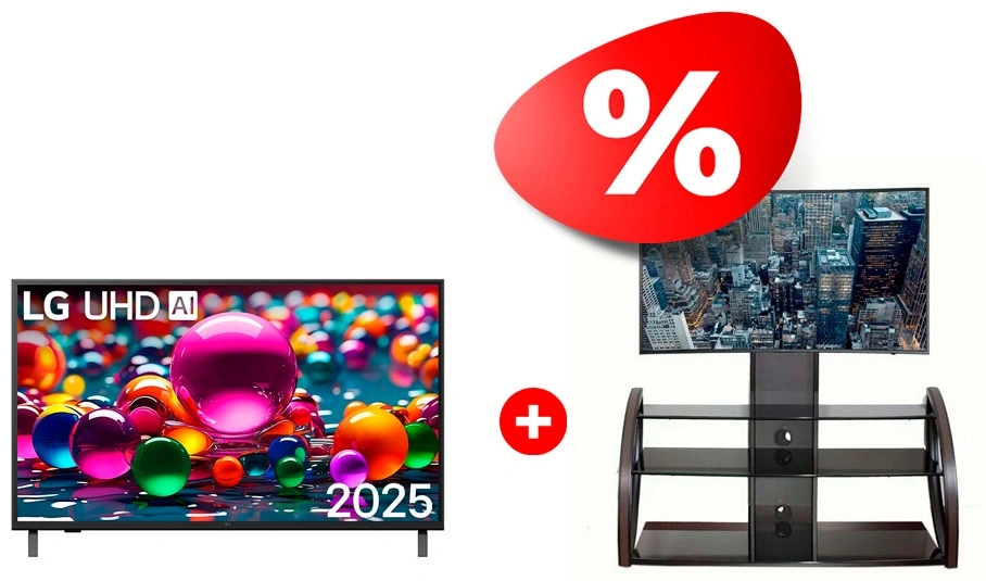 Комплект LED телевизор LG 55UA75009LA + ТВ тумба Mart Каскад 65″ 