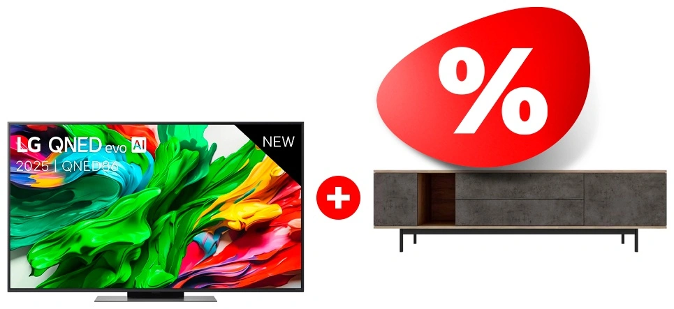 Жиынтық LG QNED теледидары 55QNED86A6A + Mart сөресі Агат 1800 85″ 