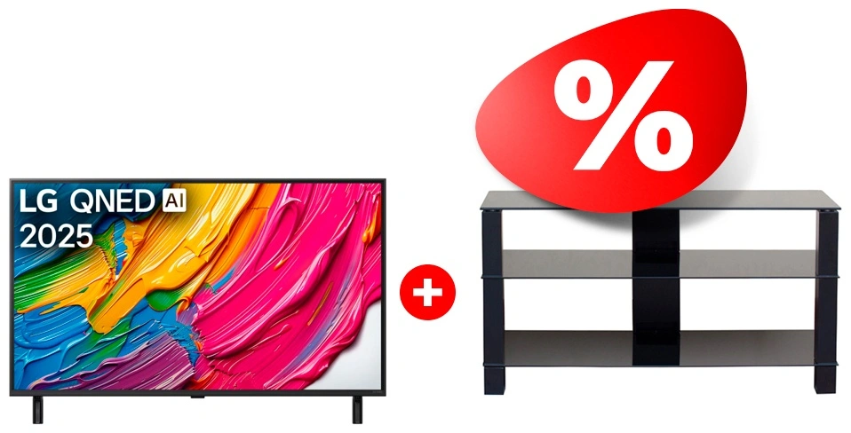 Жиынтық QNED теледидар LG 55QNED80A6A + Mart сөресі Рим 46″ 