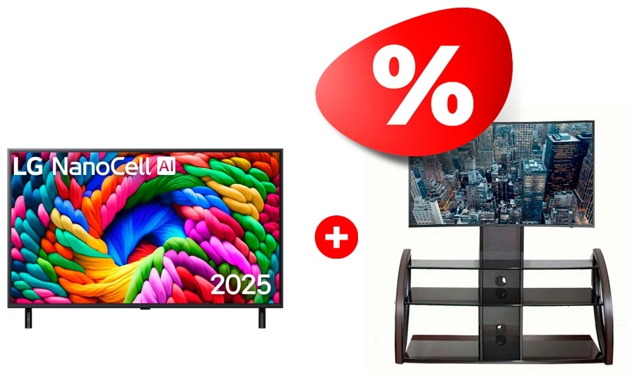 Комплект LED телевизор LG 55NANO90A6B + ТВ тумба Mart Каскад 65″ 