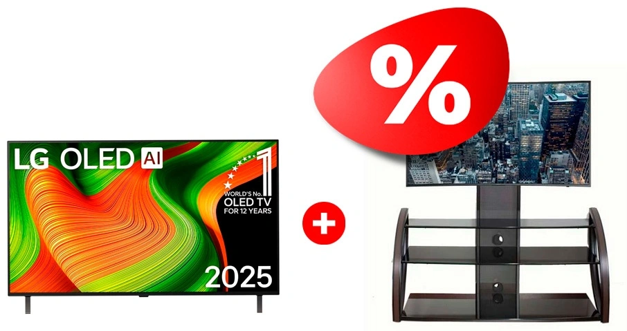 Комплект OLED телевизор LG OLED55B5RLA + ТВ тумба Mart Каскад 65″ 