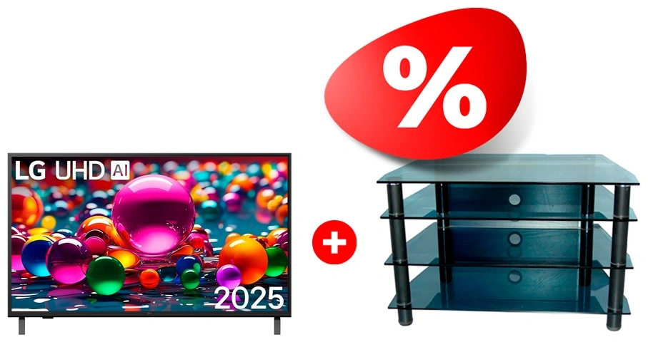 Жиынтық LG LED теледидары 65UA75009LA + Стеклокомплекс сөресі ТV-SR 921/4 