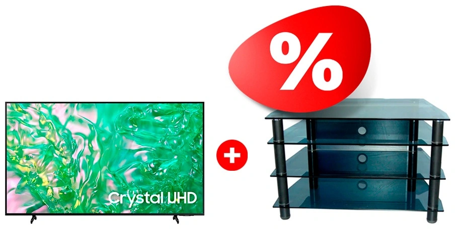 Жиынтық LED телевизор Samsung UE75DU8000UXCE + Стеклокомплекс сөресі ТV-SR 921/4 