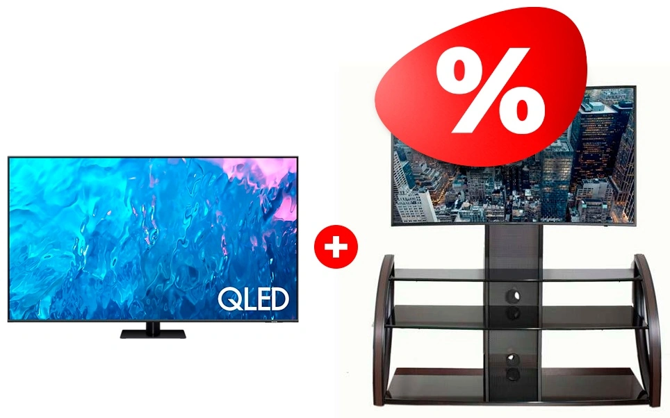 Комплект QLED TV Samsung QE85Q70CAUXUZ + ТВ тумба Mart Каскад 65″ 