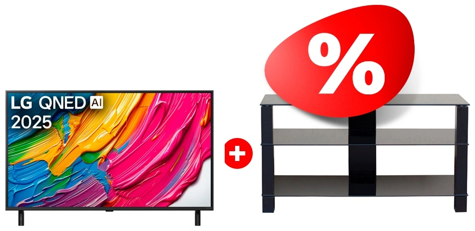 Жиынтық QNED теледидары LG 75QNED80A6A + Mart сөресі Рим 46″ 