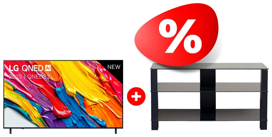 Комплект QNED телевизор LG 75QNED82A6B + ТВ тумба Mart Рим 46″ 