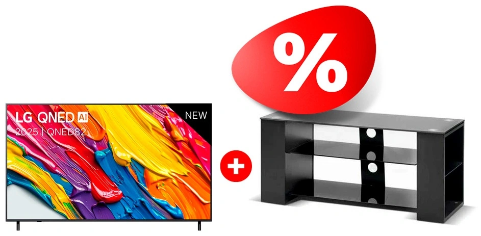 Комплект QNED телевизор LG 65QNED82A6B + ТВ тумба Mart Готика 42″ 