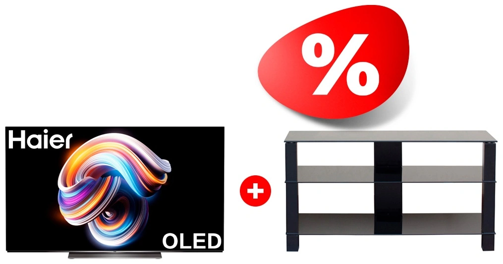 Жиынтық OLED теледидары Haier 65 S9 Pro + Mart сөресі Рим 46″ 