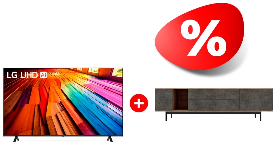 Жиынтық LED телевизор LG 75UT80006LA + Mart сөресі Агат 1800 85″ 