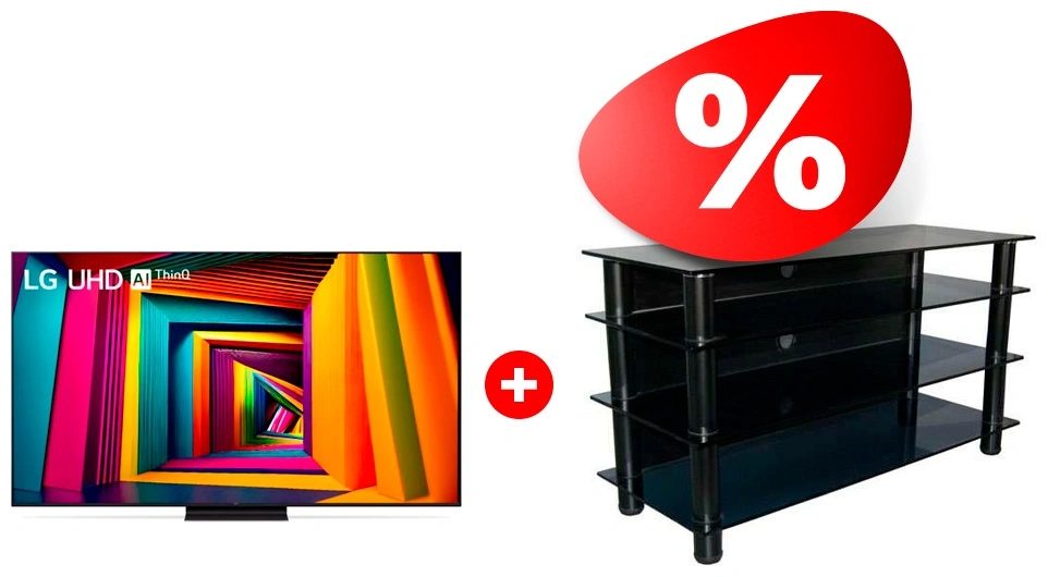 Комплект LED телевизор LG 75UT91006LA + ТВ тумба Стеклокомплекс ТV-SR 920/4 