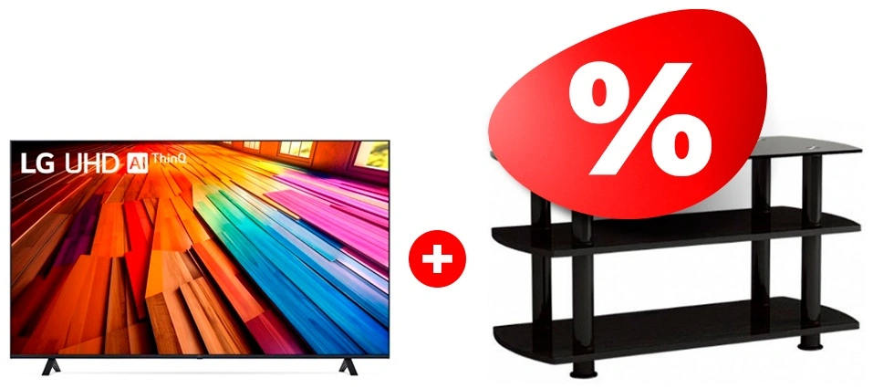 Жиынтық LG LED теледидары 55UT80006LA + ARG сөресі T3005 50″ 