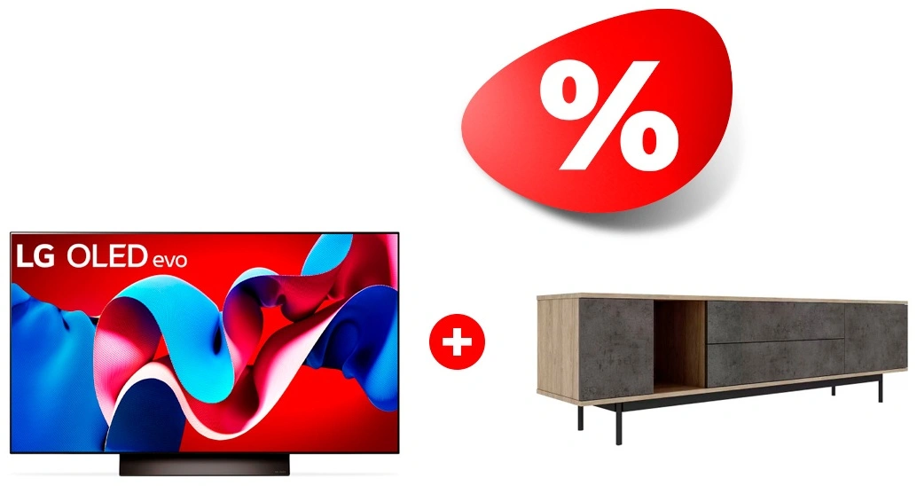 Жиынтық OLED телевизор LG OLED55C4RLA + Mart сөресі Агат 1800 85″ 