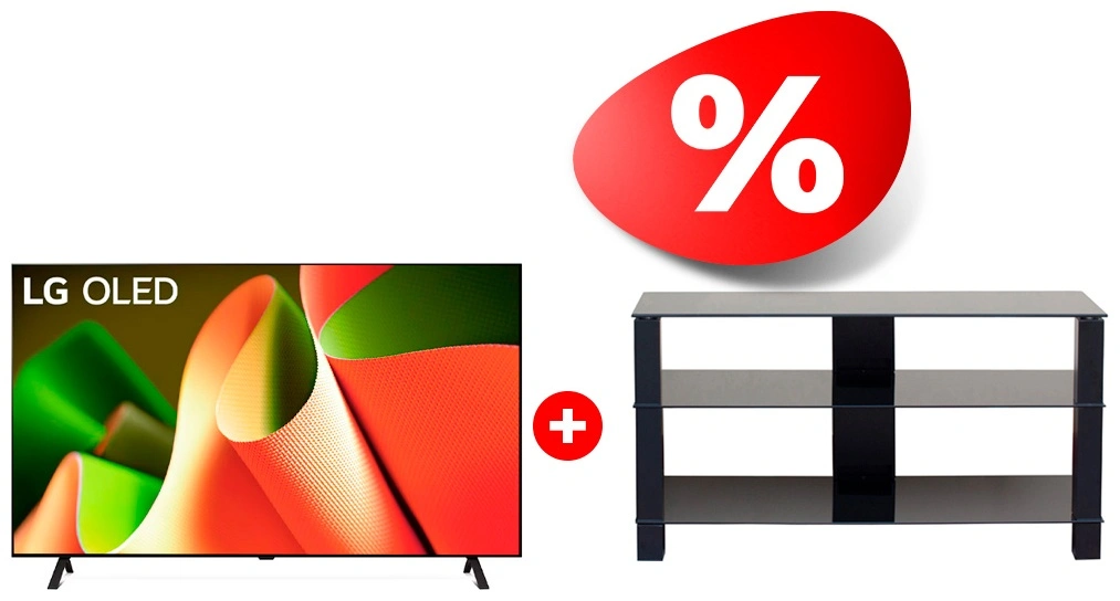Комплект OLED телевизор LG OLED65B4RLA + ТВ тумба Mart Рим 46″ 