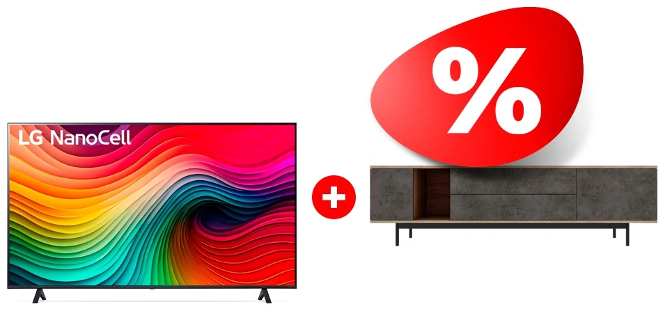 Комплект Nanocell телевизор LG 55NANO80T6A + ТВ тумба MART Агат 1800 85″ 