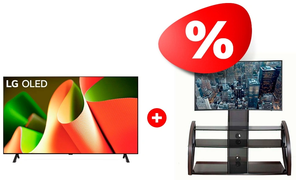 Жиынтық OLED телевизор LG OLED55B4RLA + Mart сөресі Каскад 65″ 