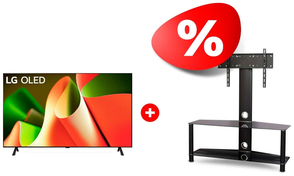 Жиынтық OLED телевизор LG OLED55B4RLA + Mart сөресі Аврора 42″ 