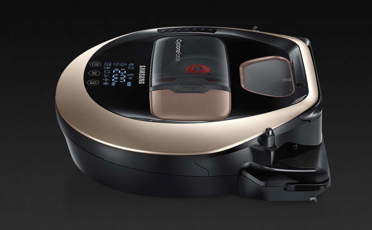 A close-up image of a POWERbot VR7000 device’s upper section.