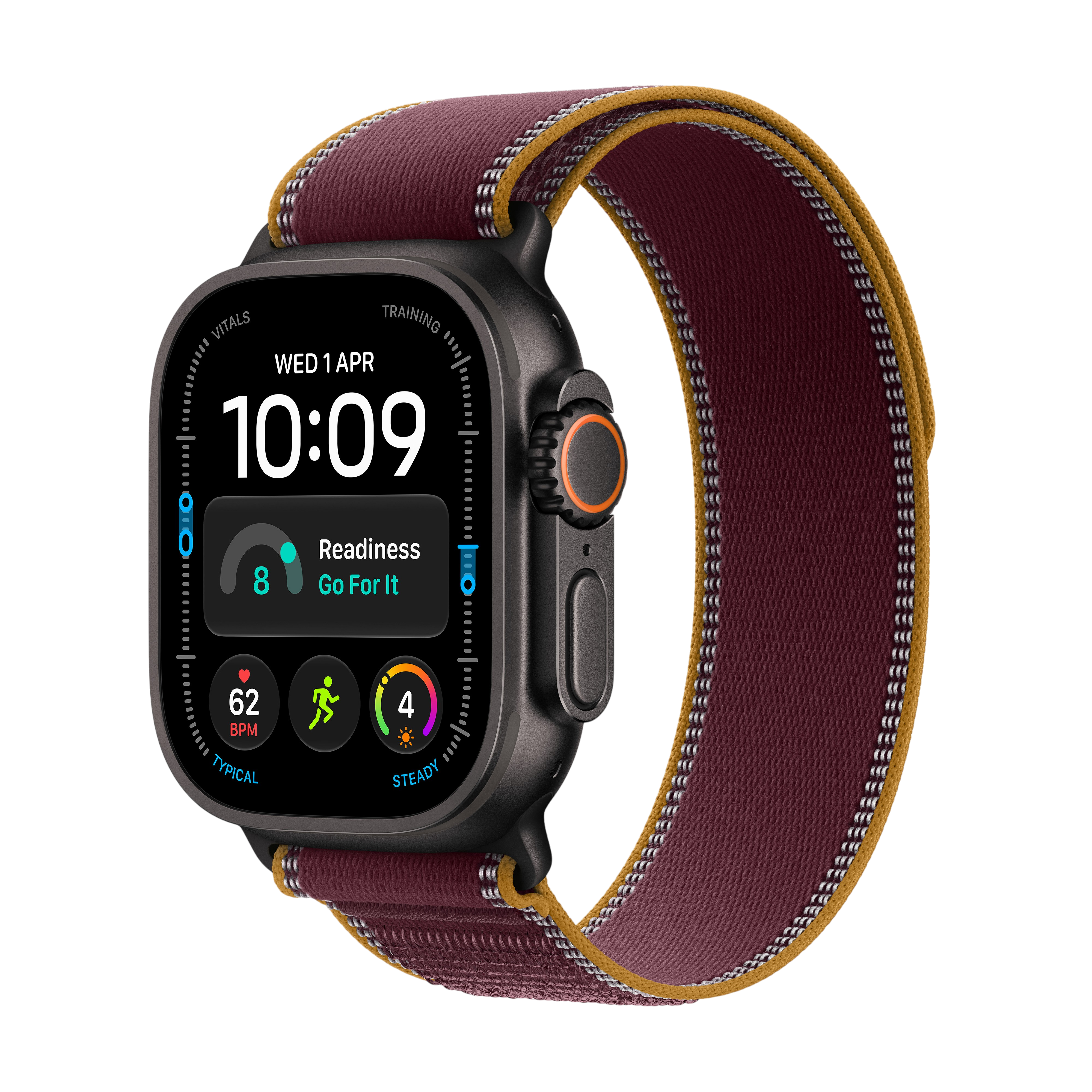 Apple Watch Ultra 4 49 мм — Black Tit / Burgundy Trail Loop