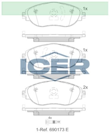 Колодки ICER передние 182018204 4 шт купить,NaN