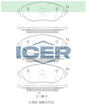Колодки ICER передние 182018204 4 шт купить,NaN