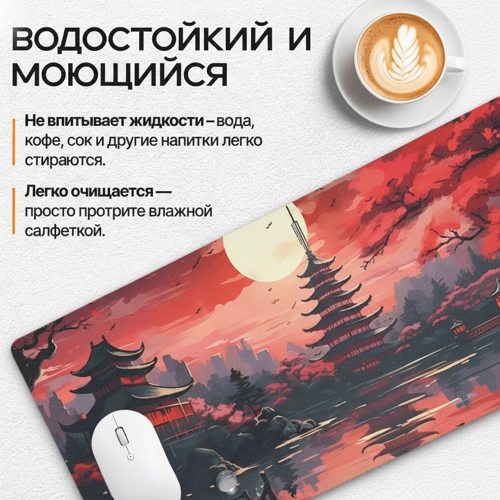 Коврик для мыши I-Lin G-5580 Ночная сакура 900x400x3 мм красный