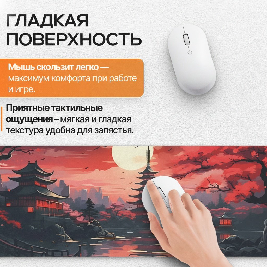 Коврик для мыши I-Lin G-5580 Ночная сакура 900x400x3 мм красный купить,NaN