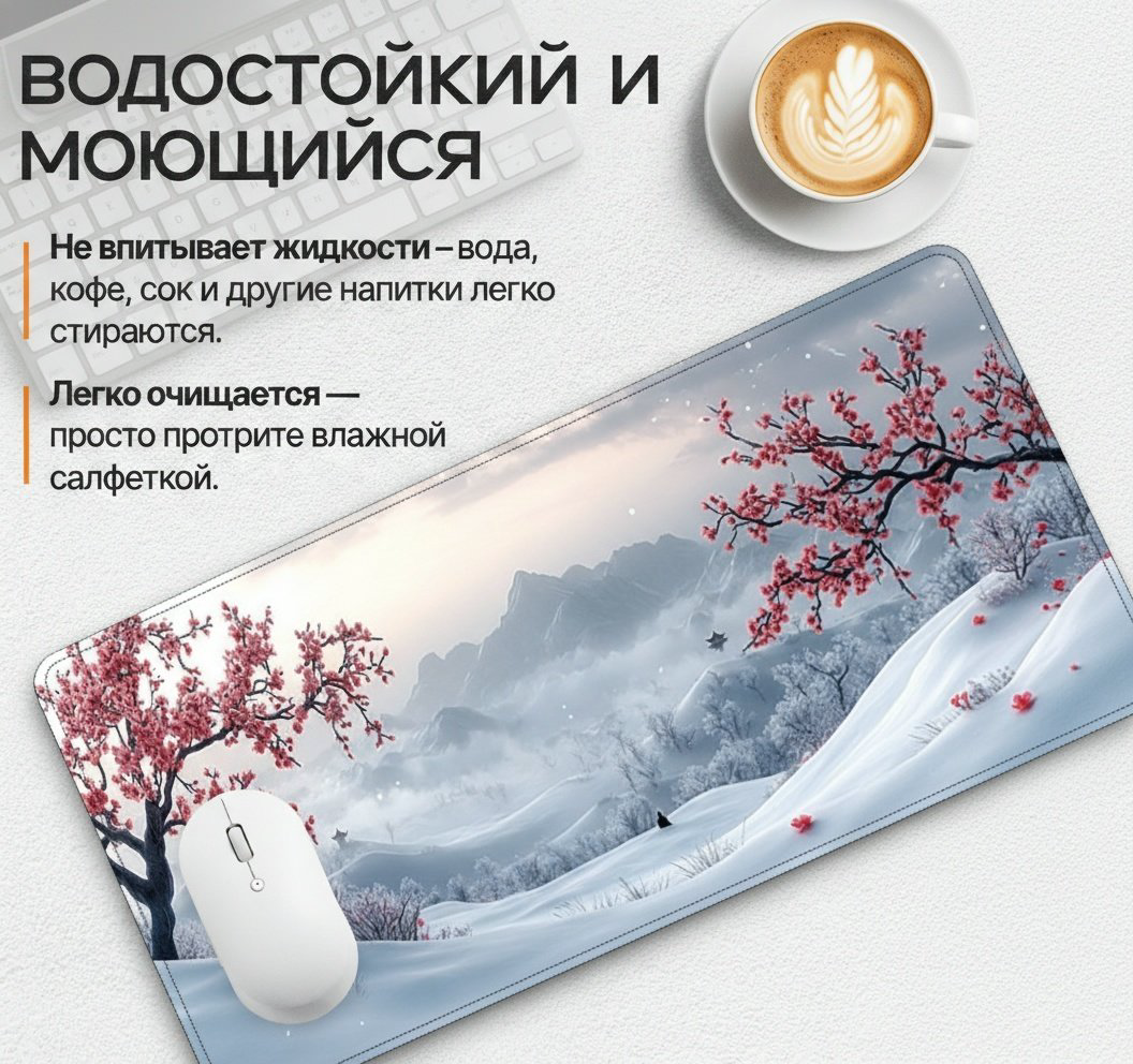 Коврик для мыши I-Lin C-269 Зимняя сакура 900x400x3 мм мультиколор купить,NaN