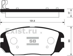 Колодки Sangsin Brake передние SP1182 1 шт