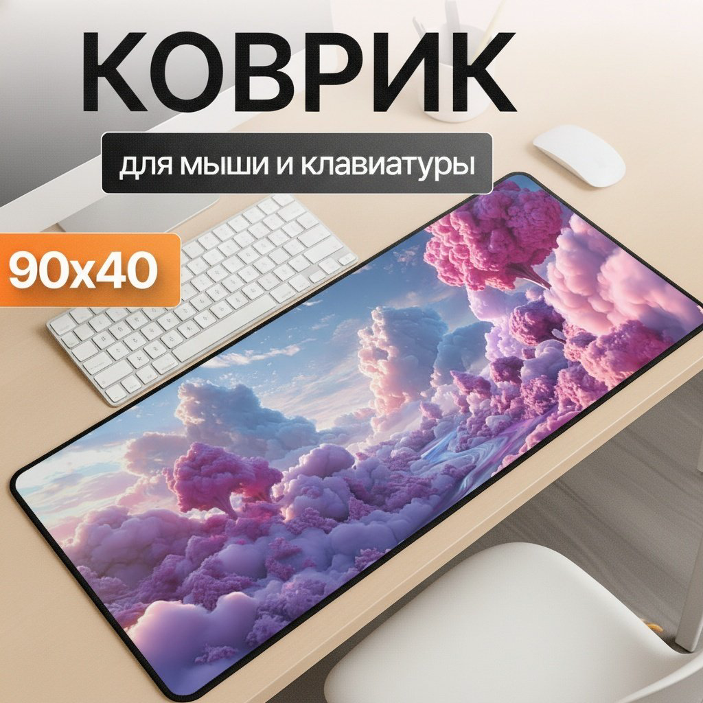 Коврик для мыши I-Lin S-168 Розовые облака 900x400x3 мм розовый купить,NaN