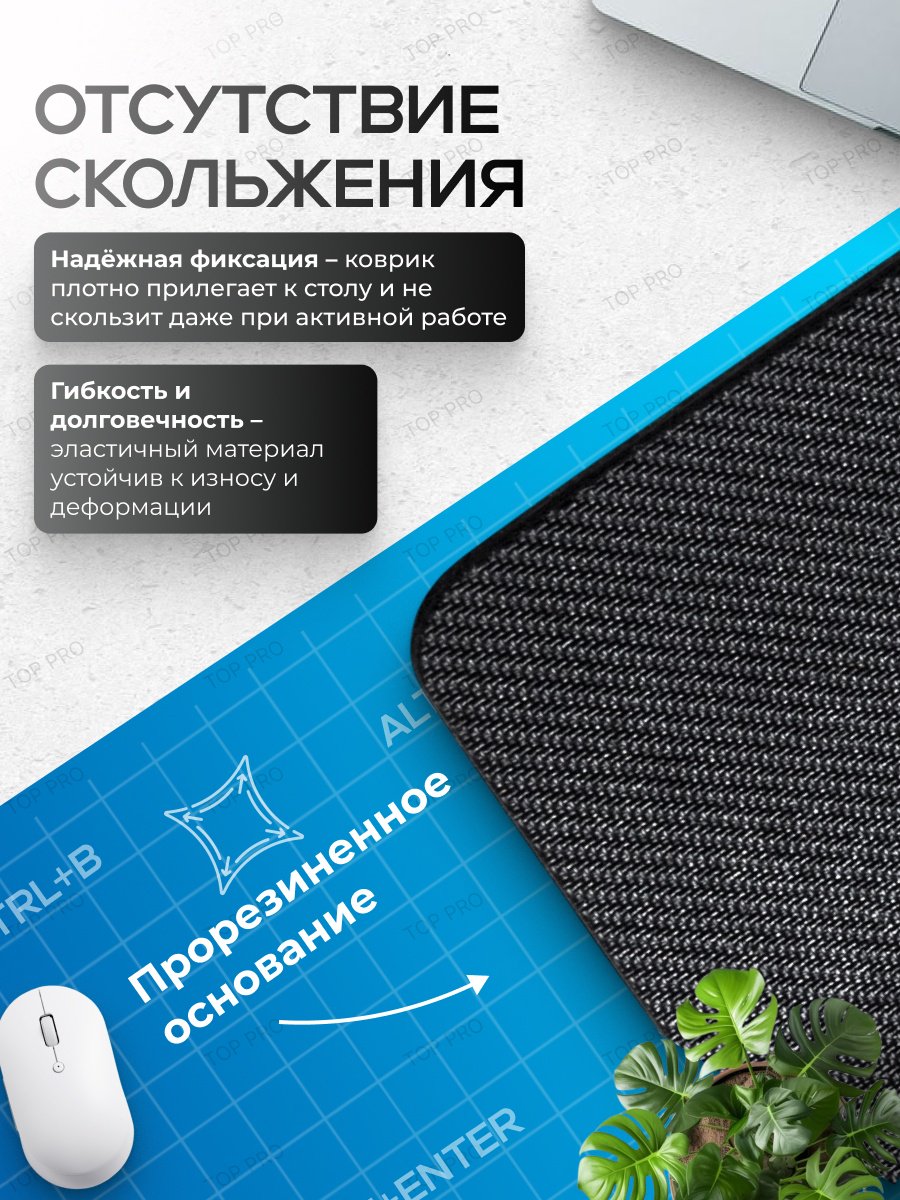 Коврик для мыши I-Lin горячие клавиши Windows 900x400x3 мм синий