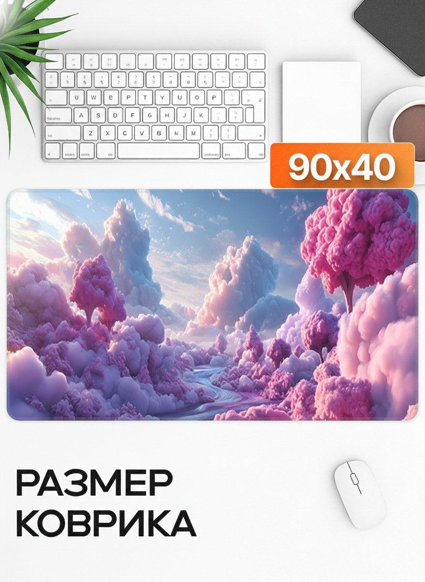 Коврик для мыши I-Lin S-168 Розовые облака 900x400x3 мм розовый