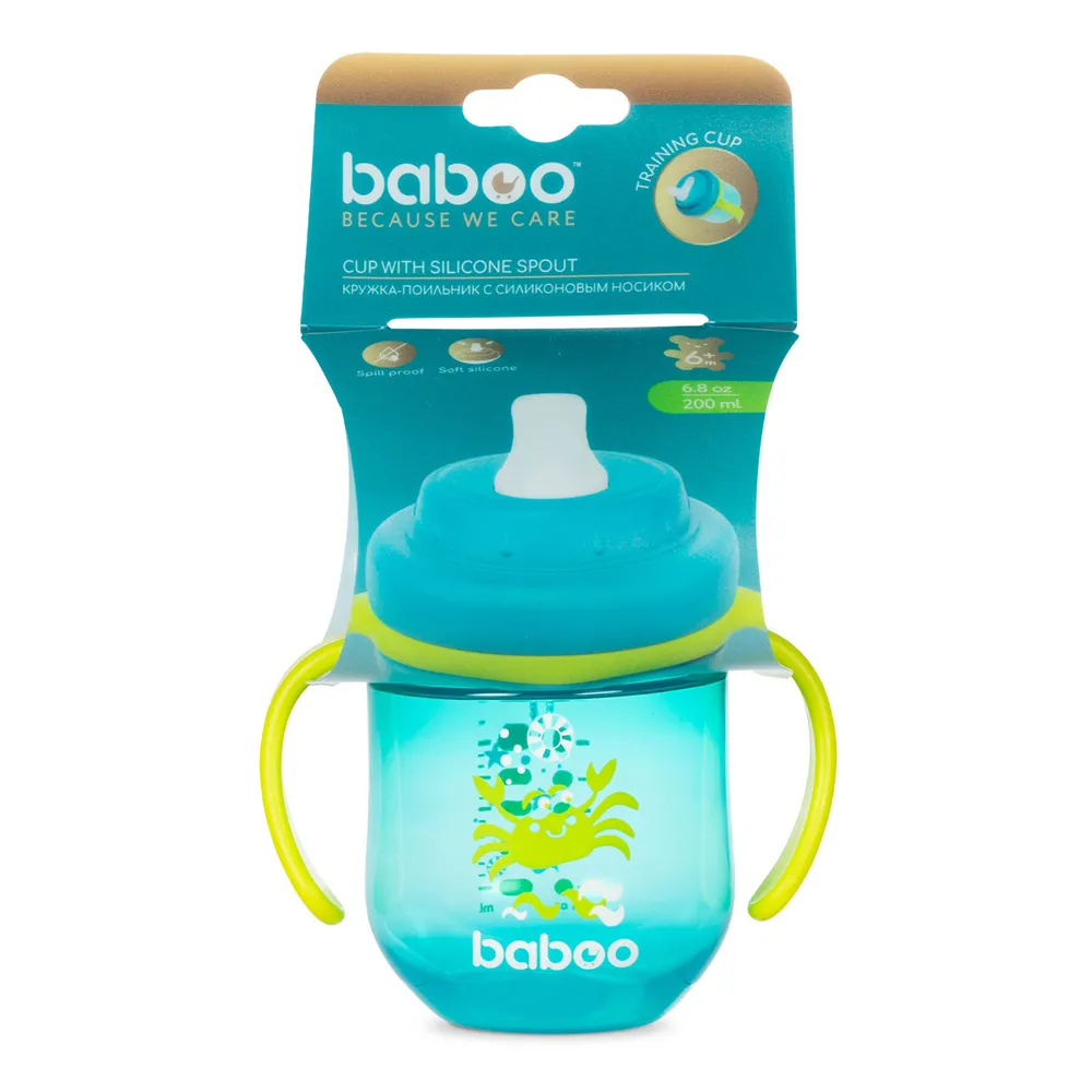 Поильник Baboo Marine с силиконовым носиком 6м+ 200 мл зеленый  купить,NaN