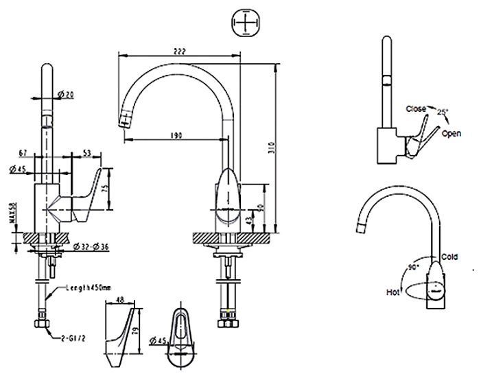 Смеситель Bravat F748162C-2 хром купить,0