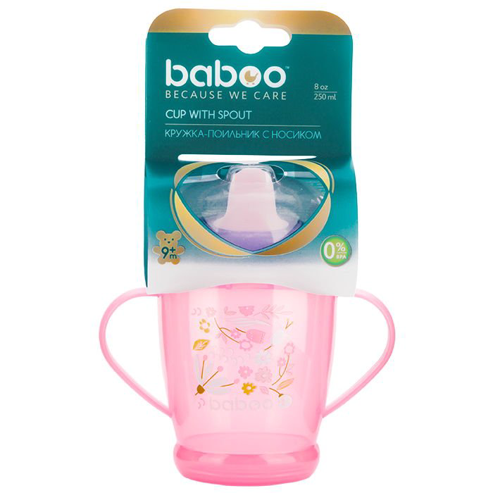 Поильник Baboo Flora 250 мл розовый купить,NaN